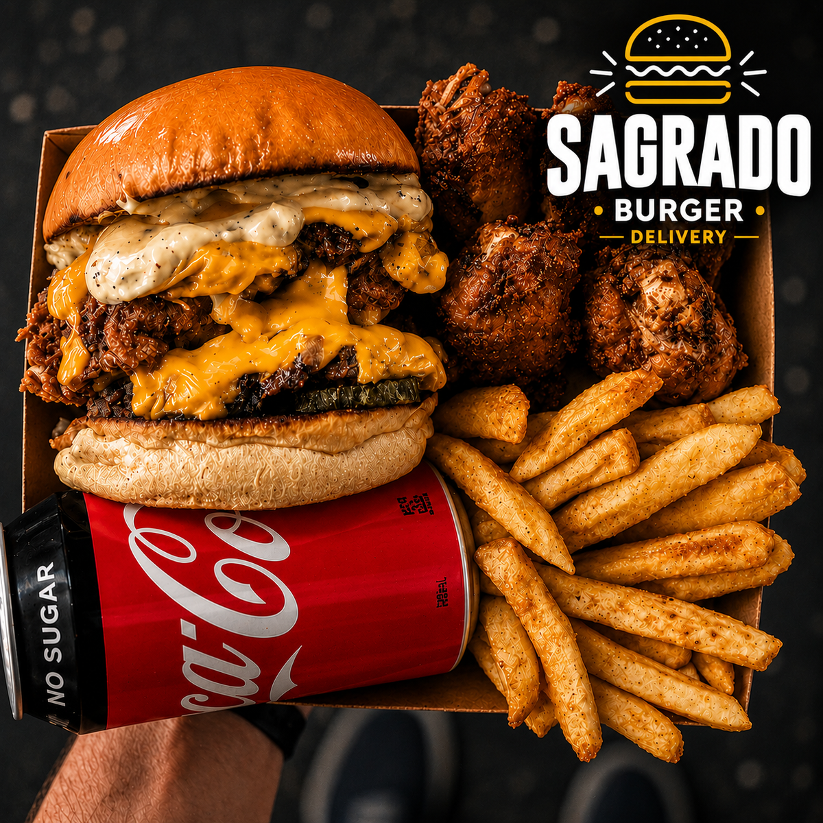 COMBO Solteiro - 1X Classic Chicken Cheese + Coca-Cola + 500g Fritas + 500g de Frango Frito